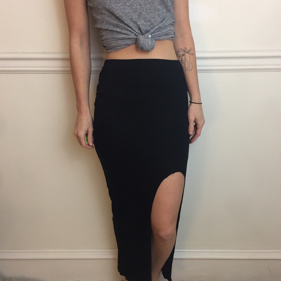 Helmut Lang Dresses & Skirts - HELMUT LANG Black High Leg Slit Maxi Cute Skirt